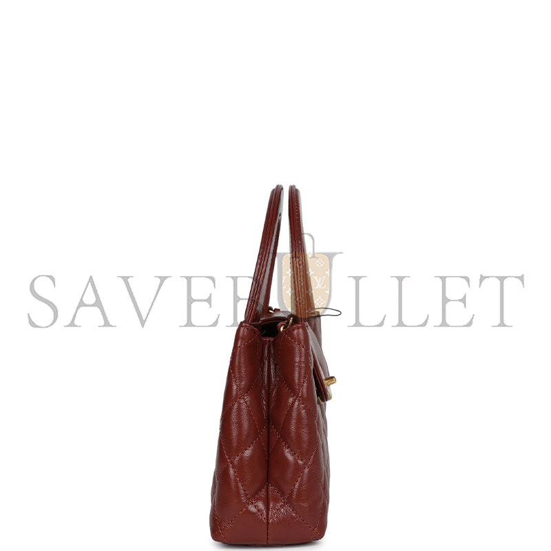 Ch*el brown quilted calfskin mini kelly brushed gold hardware as4416 (19*13*7cm)